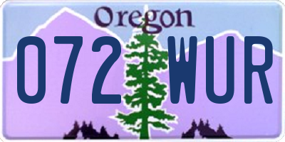 OR license plate 072WUR
