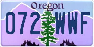 OR license plate 072WWF