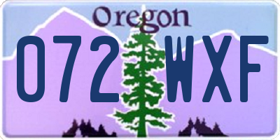 OR license plate 072WXF