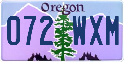 OR license plate 072WXM