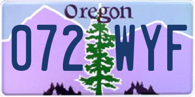 OR license plate 072WYF