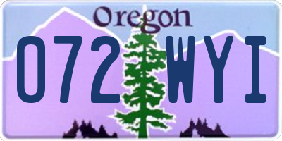 OR license plate 072WYI