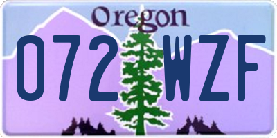 OR license plate 072WZF