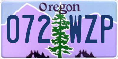 OR license plate 072WZP
