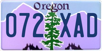 OR license plate 072XAD