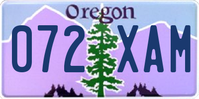 OR license plate 072XAM