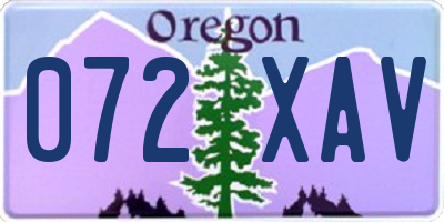 OR license plate 072XAV