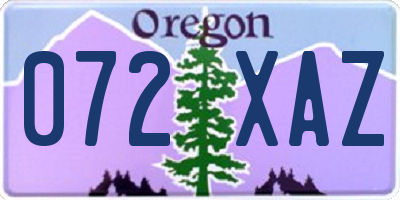 OR license plate 072XAZ