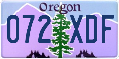OR license plate 072XDF