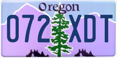 OR license plate 072XDT