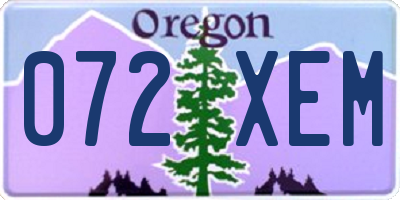 OR license plate 072XEM