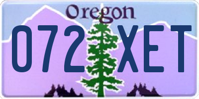 OR license plate 072XET