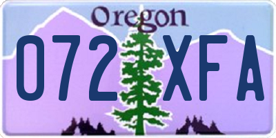 OR license plate 072XFA