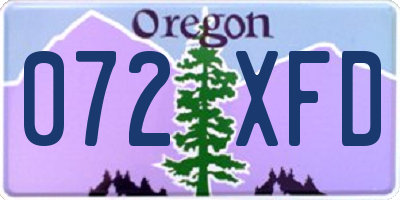 OR license plate 072XFD