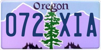 OR license plate 072XIA