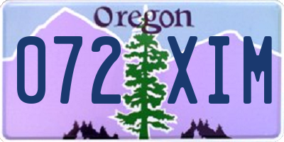 OR license plate 072XIM