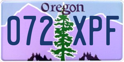 OR license plate 072XPF