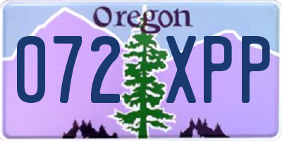 OR license plate 072XPP
