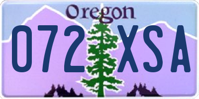 OR license plate 072XSA