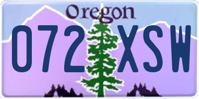 OR license plate 072XSW