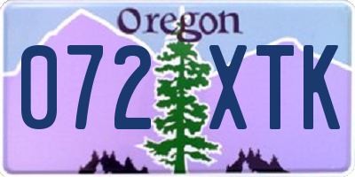 OR license plate 072XTK