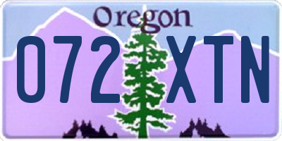 OR license plate 072XTN
