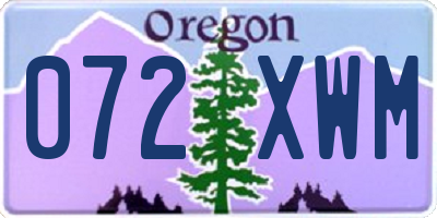 OR license plate 072XWM