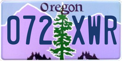 OR license plate 072XWR