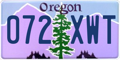 OR license plate 072XWT