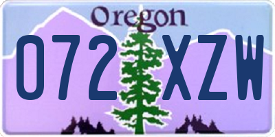 OR license plate 072XZW