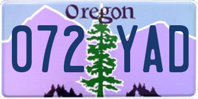 OR license plate 072YAD