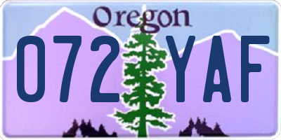 OR license plate 072YAF