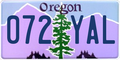OR license plate 072YAL