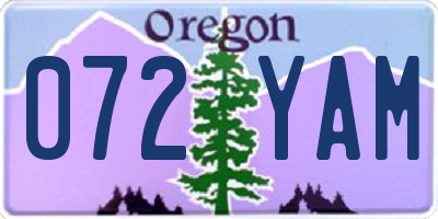 OR license plate 072YAM