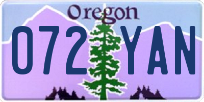 OR license plate 072YAN