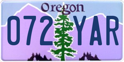 OR license plate 072YAR