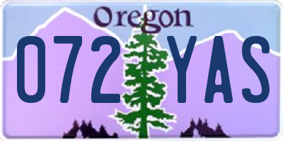 OR license plate 072YAS