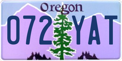OR license plate 072YAT
