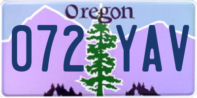 OR license plate 072YAV