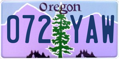OR license plate 072YAW