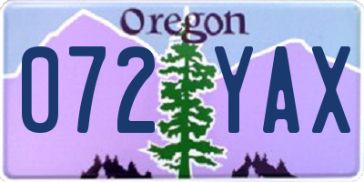 OR license plate 072YAX