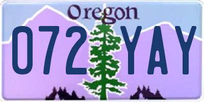 OR license plate 072YAY
