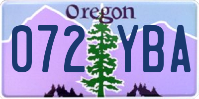 OR license plate 072YBA