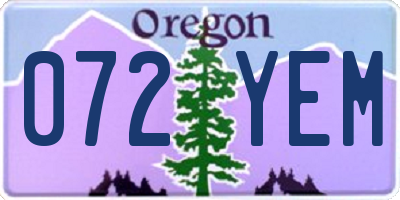 OR license plate 072YEM