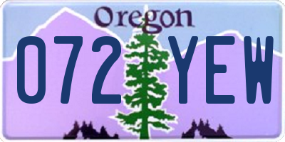 OR license plate 072YEW