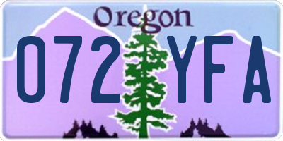 OR license plate 072YFA