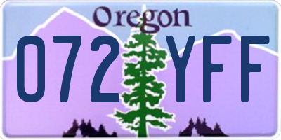 OR license plate 072YFF