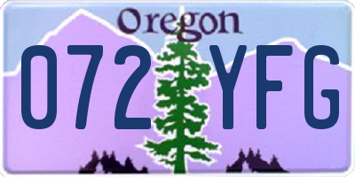OR license plate 072YFG