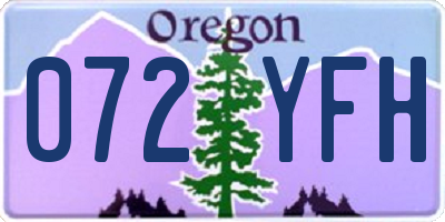 OR license plate 072YFH