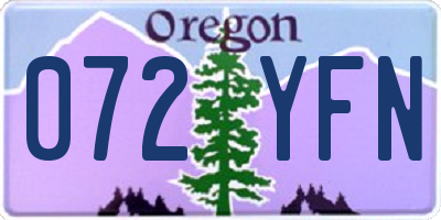 OR license plate 072YFN